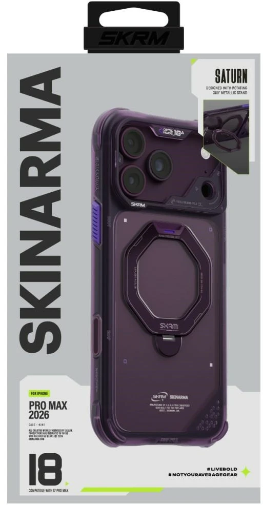Dėklas Case Skinarma Saturn MagSafe + Rotating Kick Stand do iPhone 18 Pro Max / 17 Pro Max Burgundy