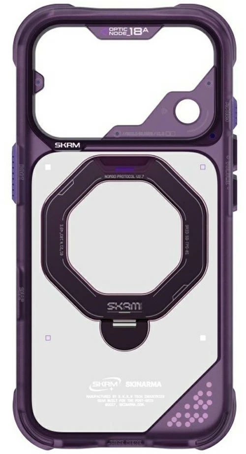 Dėklas Skinarma Saturn MagSafe + besisukantis stovas, skirtas iPhone 18 Pro / 17 Pro, bordo spalvos