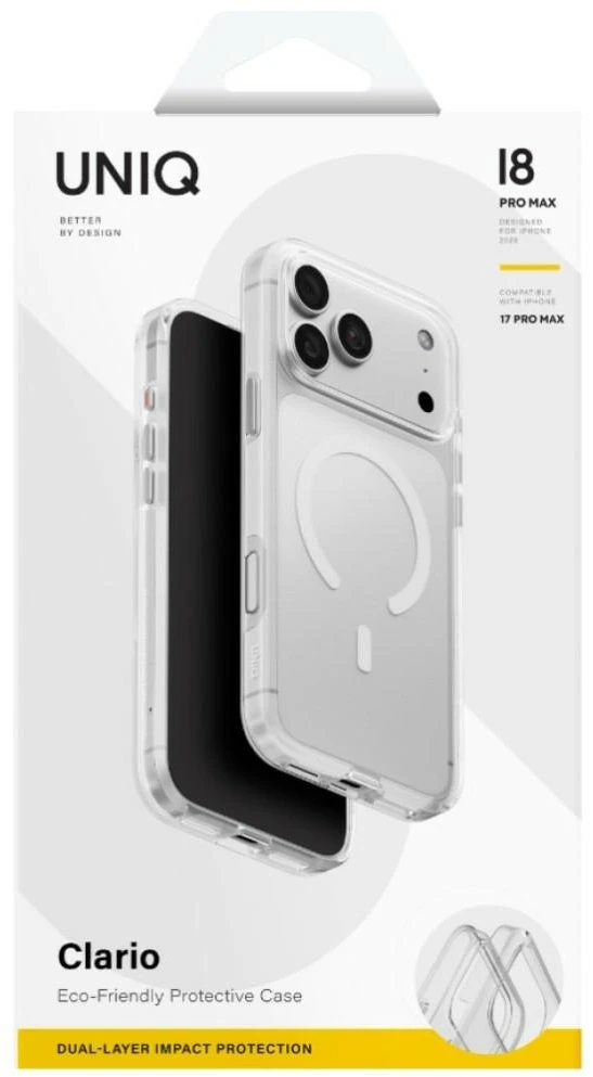 Dėklas UNIQ Clario, skirtas iPhone 18 Pro Max / 17 Pro Max, su Magclick įkrovimu, skaidrus