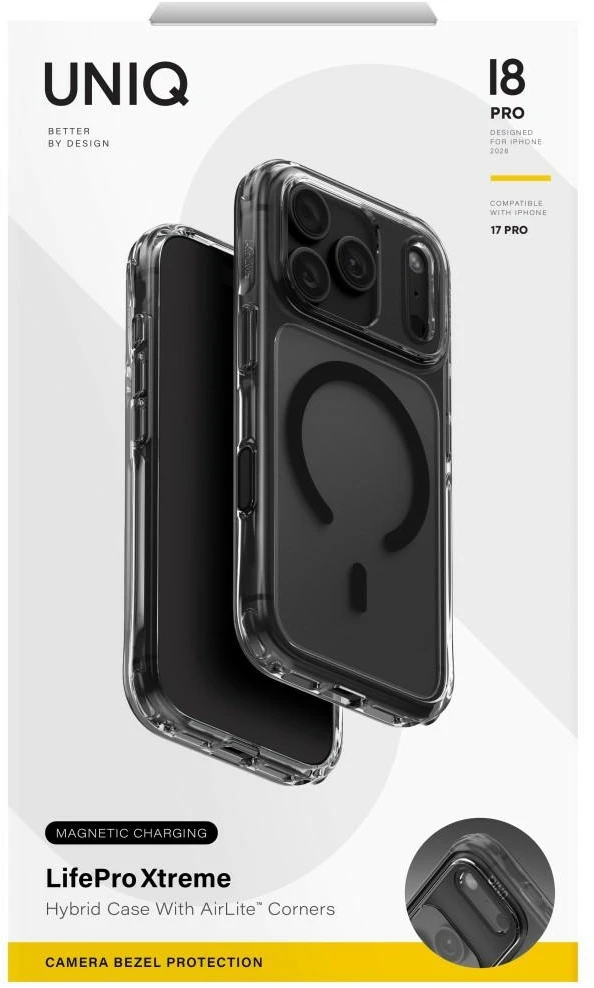 Dėklas UNIQ Lifepro Xtreme, skirtas iPhone 18 Pro / 17 Pro, juodas