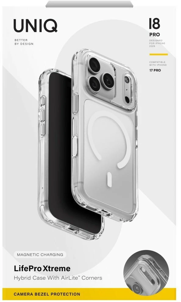Dėklas UNIQ LifePro Xtreme, skirtas iPhone 18 Pro / 17 Pro, Magclick įkrovimas, skaidrus