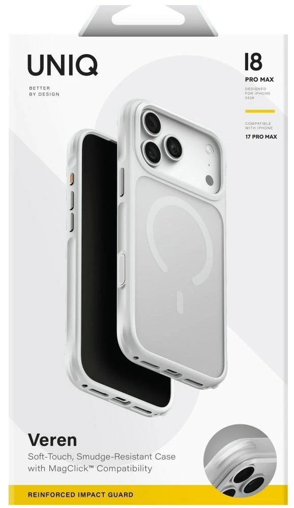 Dėklas UNIQ Veren, skirtas iPhone 18 Pro Max / 17 Pro Max, su Magclick įkrovimu, chalk frost