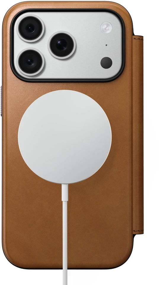 Dėklas Cases and Covers - Flip Nomad Modern Leather Folio, english tan – iPhone 18 Pro/17 Pro