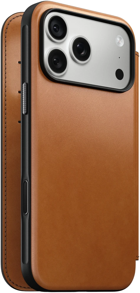 Dėklas Cases and Covers - Flip Nomad Modern Leather Folio, saddle (Horween) – iPhone 18 Pro Max/17 Pro Max