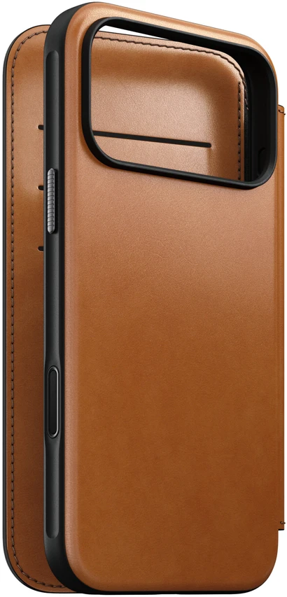 Dėklas Cases and Covers - Flip Nomad Modern Leather Folio, saddle (Horween) – iPhone 18 Pro Max/17 Pro Max