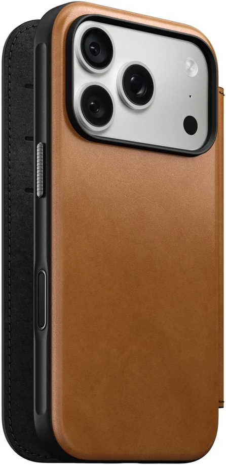 Dėklas Cases and Covers - Flip Nomad Modern Leather Folio, english tan – iPhone 18 Pro/17 Pro