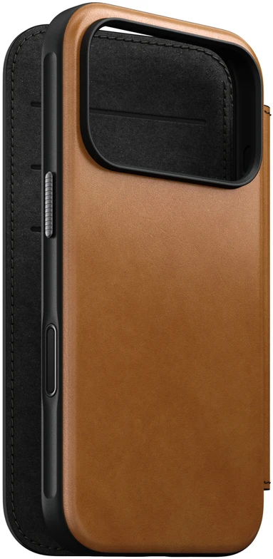 Dėklas Cases and Covers - Flip Nomad Modern Leather Folio, english tan – iPhone 18 Pro/17 Pro