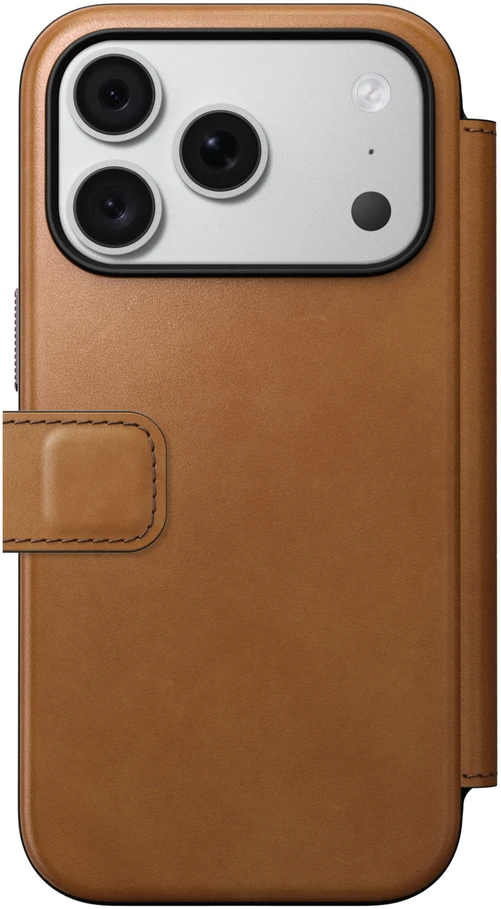 Dėklas Cases and Covers - Flip Nomad Modern Leather Folio, english tan – iPhone 18 Pro/17 Pro