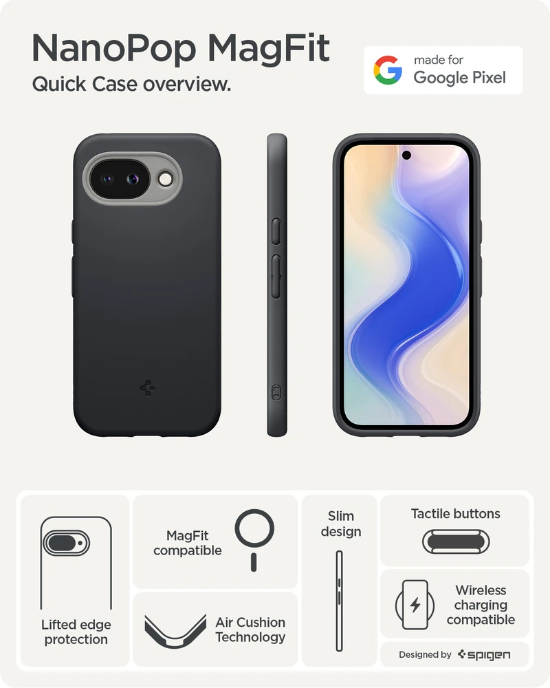 Dėklas Spigen Nano Pop MagSafe, juodas sesame - Google Pixel 10a