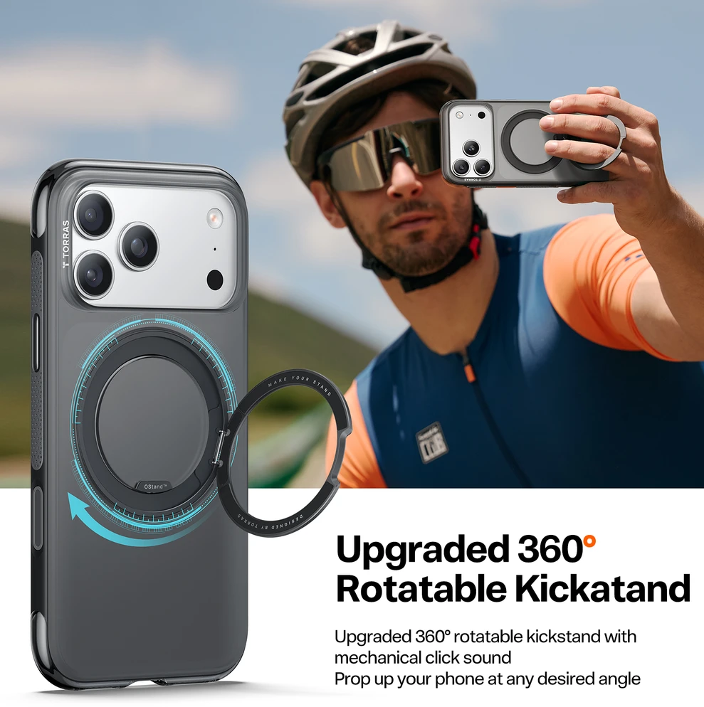 Dėklas Cases And Covers Dėklai ir dangteliai Torras Ostand O Air, obsidian juodas – Apple iPhone 17 Pro