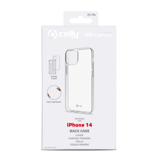 Dėklas CELLY gelinės odos galinis dangtelis Apple iPhone 14, skaidrus
