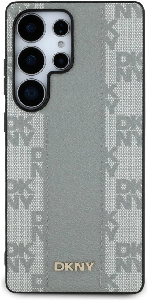 Dėklas DKNY odinis languotas MagSafe Samsung Galaxy S25 Ultra taupe