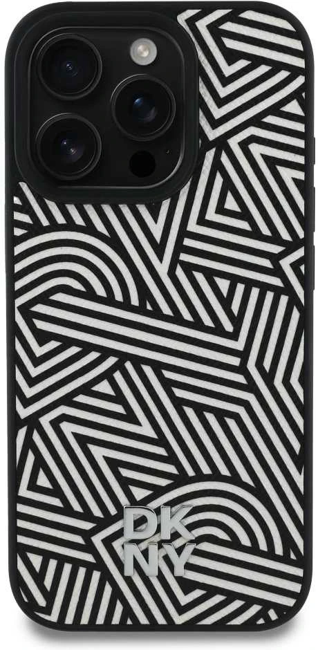 Dėklas DKNY PU odinis Crosswalk Pattern Magsafe Apple iPhone 16 Pro Ivory