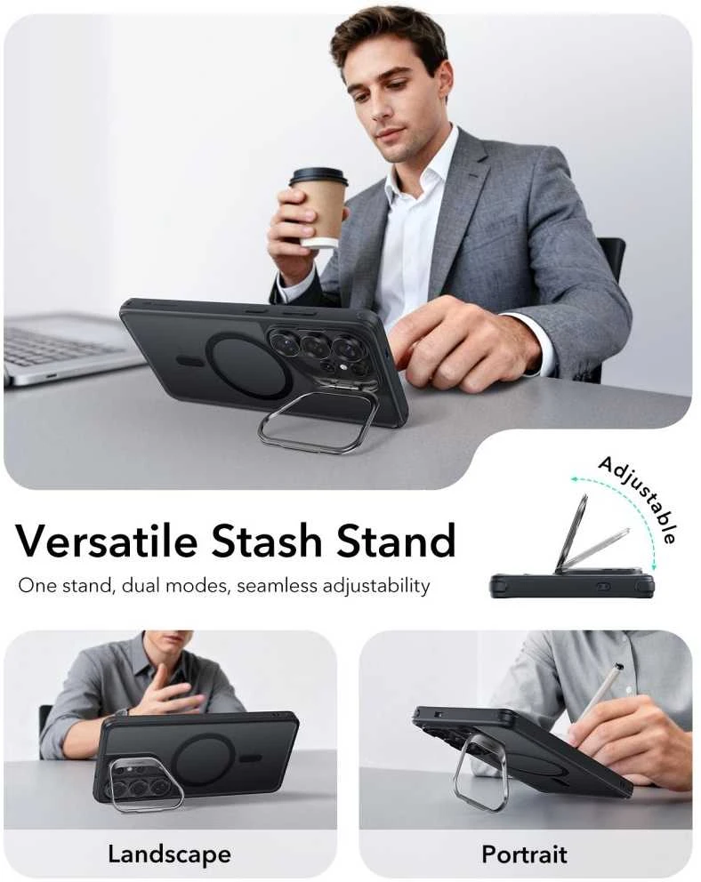 Dėklas ESR Classic Hybrid Kickstand MagSafe Samsung Galaxy S26 Ultra matinės juodos spalvos