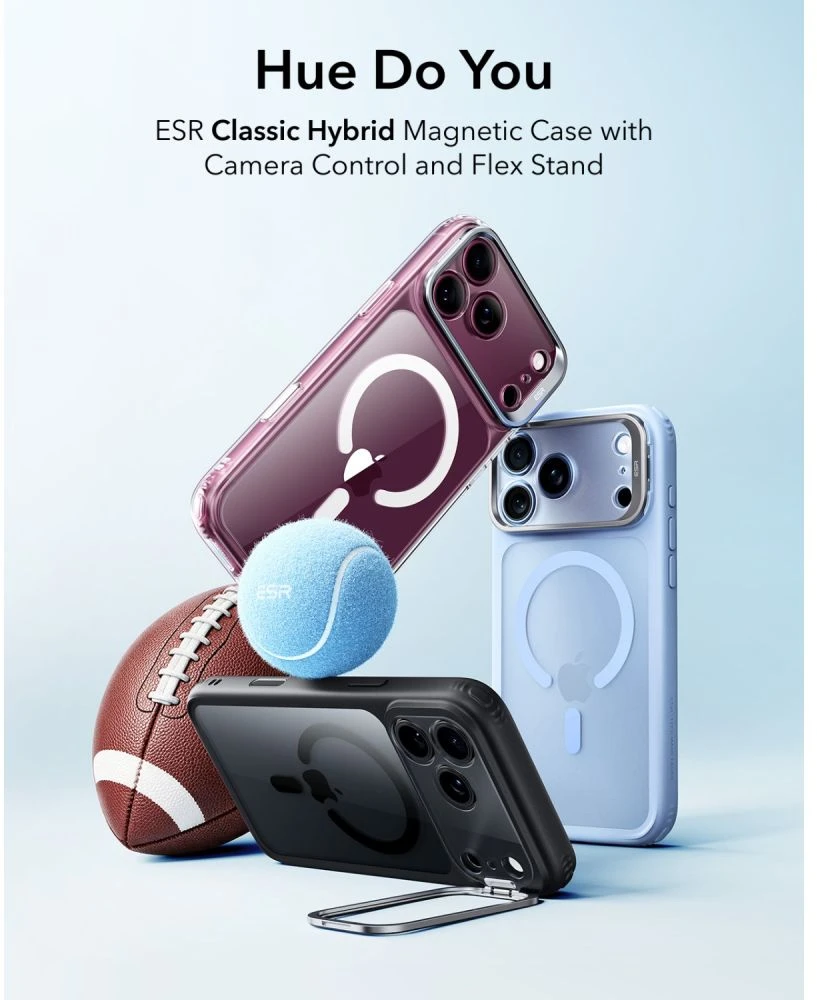 Dėklas Esr Classic Hybrid Kickstand Magsafe iPhone 17 Pro / 18 Pro permatomas/juodas