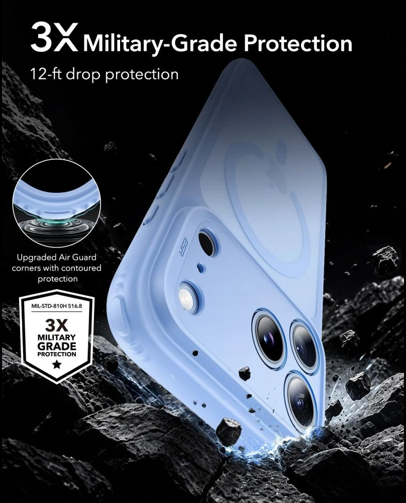 Dėklas ESR Classic Hybrid MagSafe case for iPhone 18 Pro / 17 Pro - light mėlynas