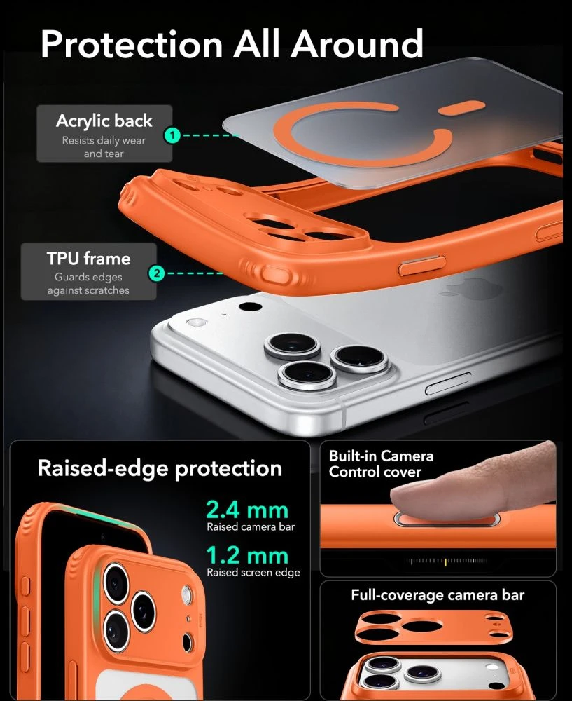 Dėklas Oranžinis Esr Classic Hybrid Magsafe iPhone 17 Pro Max / 18 Pro Max frosted oranžinis