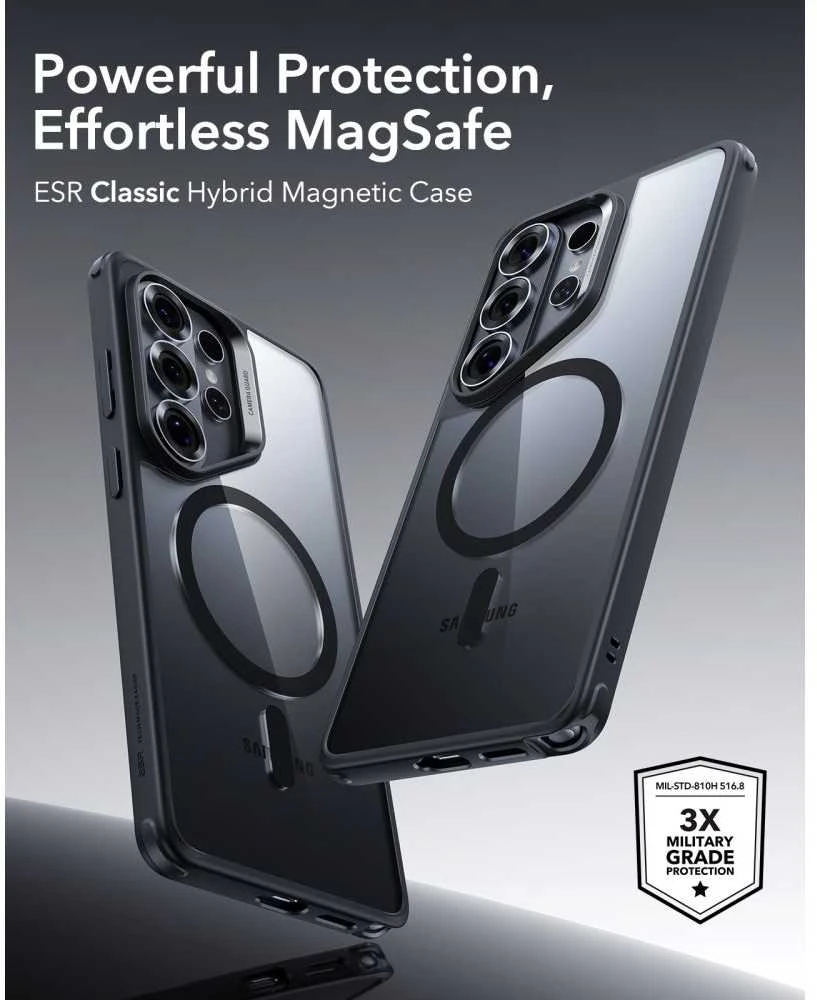 Dėklas ESR Classic Hybrid MagSafe Samsung Galaxy S26 Ultra skaidrus/juodos spalvos