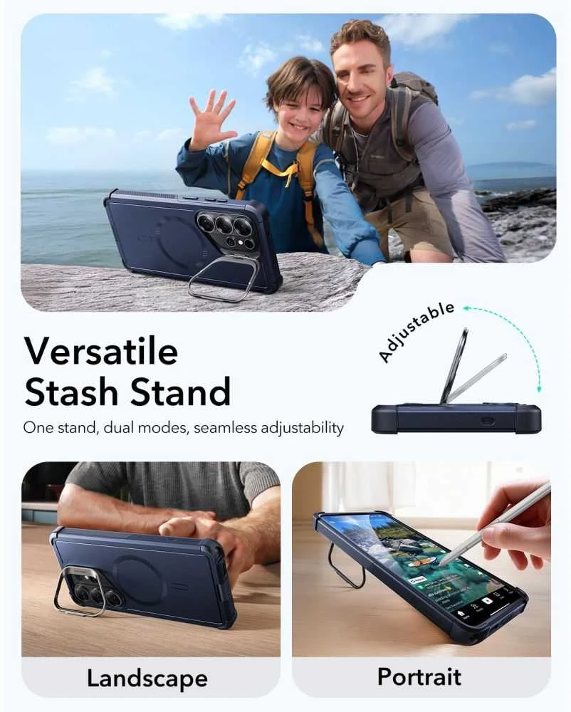 Dėklas ESR Cyber Tough KickStand MagSafe Samsung Galaxy S26 Ultra juodos spalvos