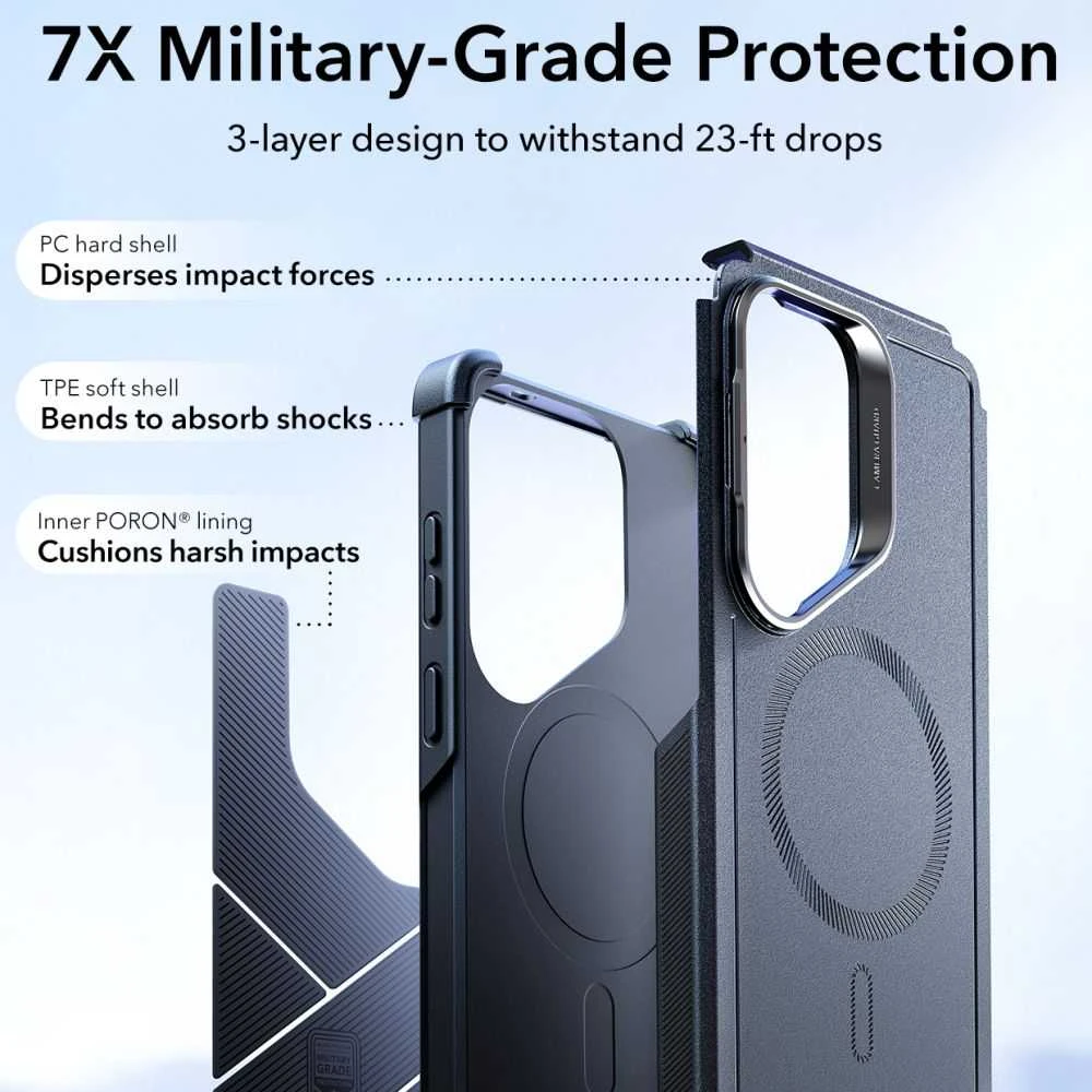 Dėklas ESR Cyber Tough KickStand MagSafe Samsung Galaxy S26 Ultra juodos spalvos