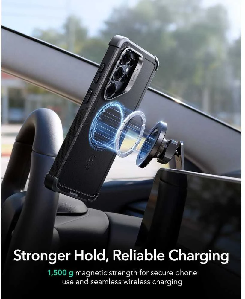 Dėklas ESR Cyber Tough KickStand MagSafe Samsung Galaxy S26 Ultra juodos spalvos