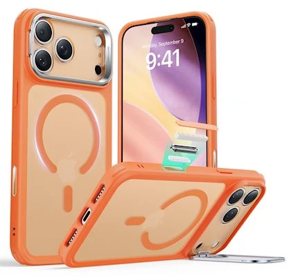 Dėklas ESR Hybrid Stash Stand iPhone 17 Pro, frosted oranžinis