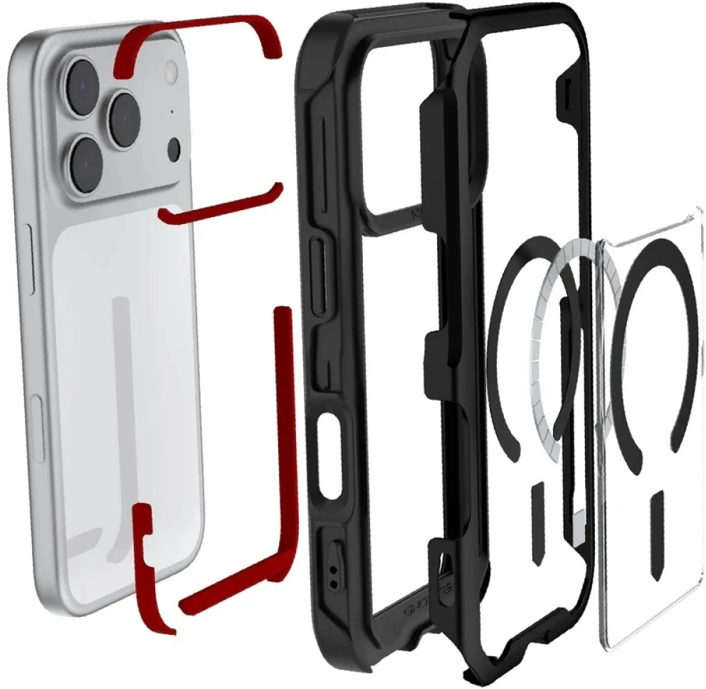 Dėklas Ghostek Atomic Slim MagSafe skirtas Apple iPhone 17 Pro juodos spalvos