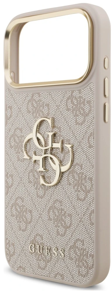 Dėklas Guess 4G Big 4G Classic Logo Big Strap Metal Mygtukai, skirtas iPhone 18 Pro Max / 17 Pro Max, rožinis