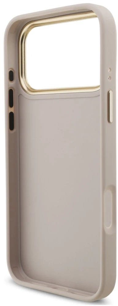 Dėklas Guess 4G Big 4G Classic Logo Big su dirželiu ir metalinėmis sagomis, skirtas iPhone 18 Pro / 17 Pro, rožinis