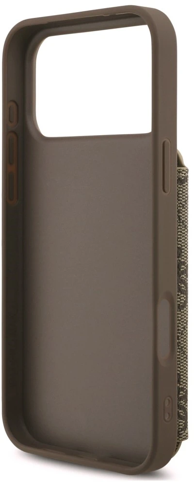 Dėklas Guess 4G Cardslots & Magnetic Closure Crossbody, skirtas iPhone 18 Pro / 17 Pro, rudas