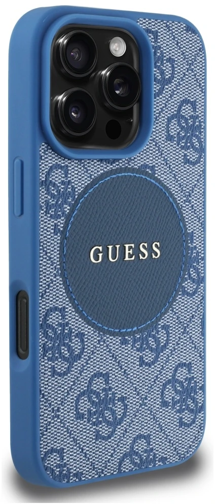 Guess 4G Circle Classic Logo MagSafe dėklas iPhone 16 Pro Max - mėlynas