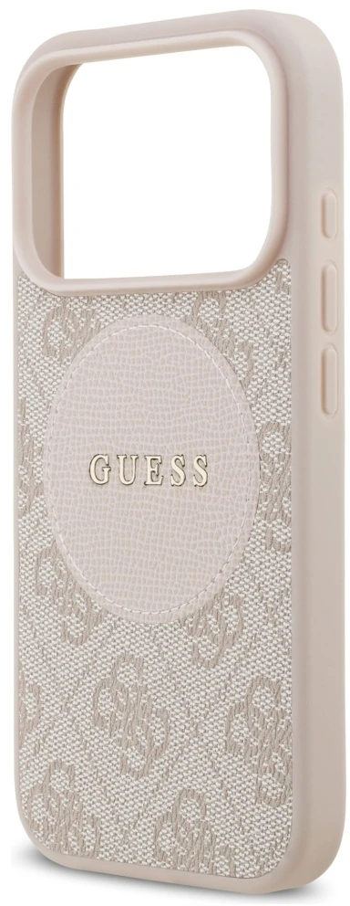 Originalaus dizaino GUESS 4G Circle Classic Logo MagSafe sijonas Apple iPhone 17 Pro rožinis