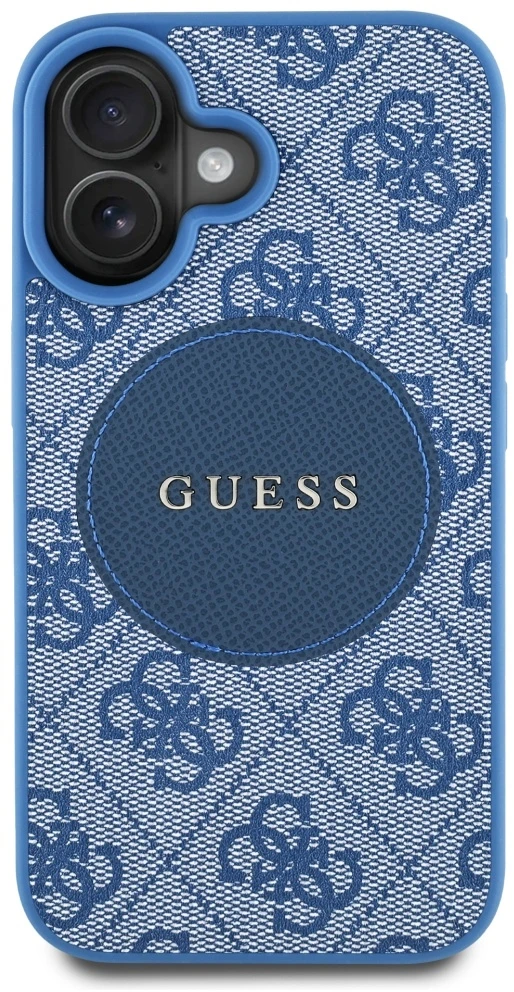 Guess 4G Circle Classic Logo MagSafe dėklas iPhone 16 - mėlynas