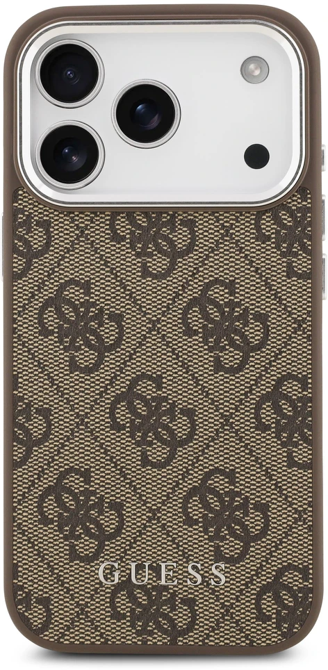 Guess 4G MagSafe dėklas skirtas Apple iPhone 17 Pro rudos spalvos