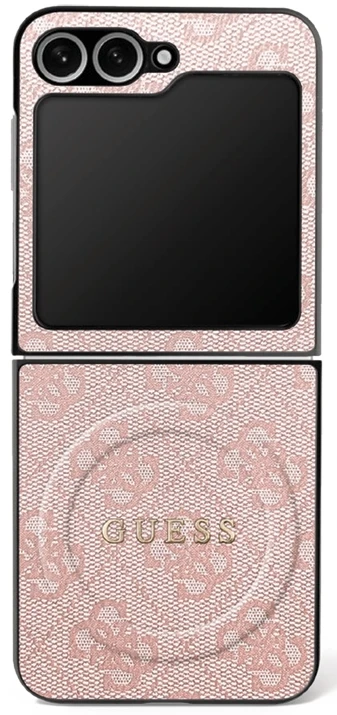 Dėklas Guess 4G Classic MagSafe skirtas Samsung Galaxy Z Flip7 rožinės spalvos