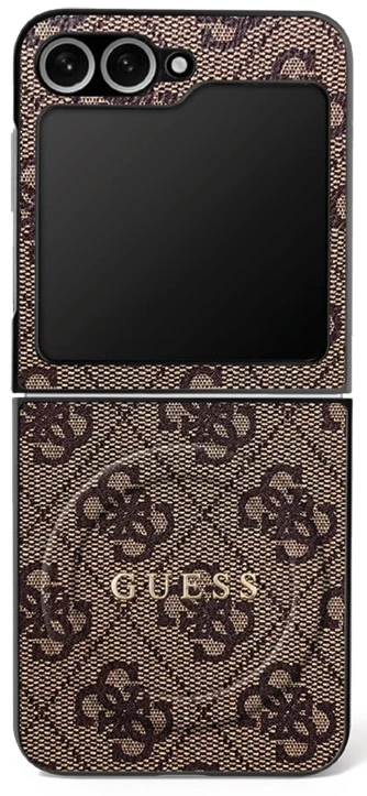 Dėklas Guess 4G Classic MagSafe skirtas Samsung Galaxy Z Flip7 rudos spalvos
