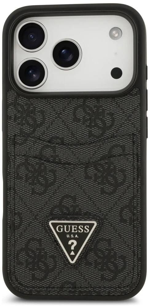 Dėklas Guess 4G Double Card Triangle skirtas Apple iPhone 17 Pro juodos spalvos