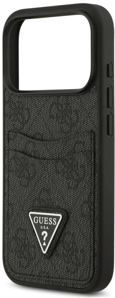 Dėklas Guess 4G Double Card Triangle, skirtas iPhone 18 Pro / 17 Pro, juodas