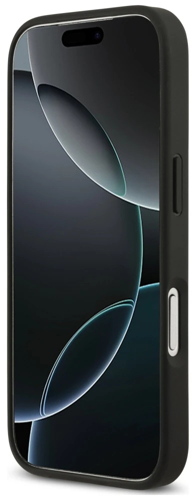 Dėklas Guess 4G Double Card Triangle, skirtas iPhone 18 Pro / 17 Pro, juodas