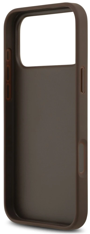 Dėklas Guess 4G Double Card Triangle, skirtas iPhone 18 Pro Max / 17 Pro Max, rudas