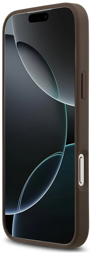 Dėklas Guess 4G Double Card Triangle, skirtas iPhone 18 Pro Max / 17 Pro Max, rudas