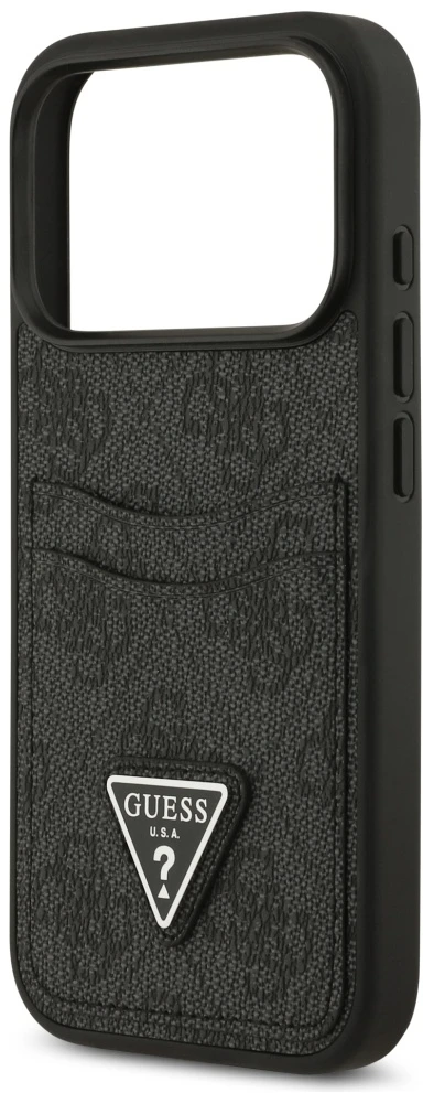 Dėklas Guess 4G Double Card Triangle skirtas Apple iPhone 17 Pro juodos spalvos
