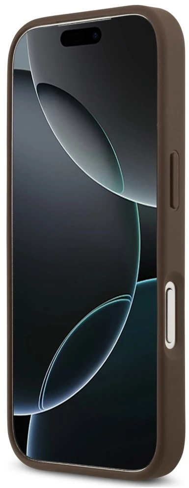 Dėklas Guess 4G Double Card Triangle, skirtas iPhone 18 Pro / 17 Pro, rudas
