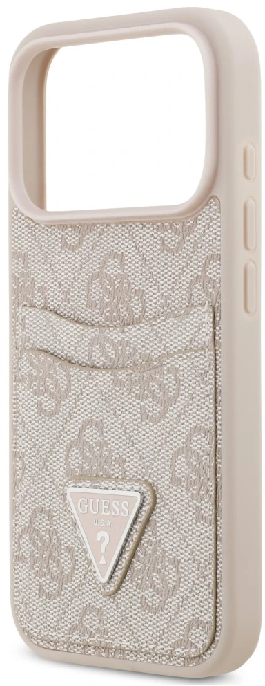 Dėklas Guess 4G Double Card Triangle, skirtas iPhone 18 Pro Max / 17 Pro Max, rožinis