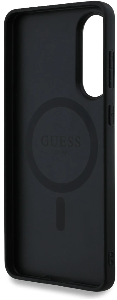 Dėklas Guess 4G Ring Classic Logo MagSafe Samsung Galaxy S25 Edge juodos spalvos