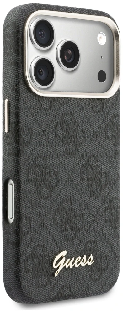 GUESS dėklas, skirtas IPHONE 17 Pro Max, suderinamas su MagSafe GUHMP17X5P4FWMSK (PU FW 4G Script) juodas