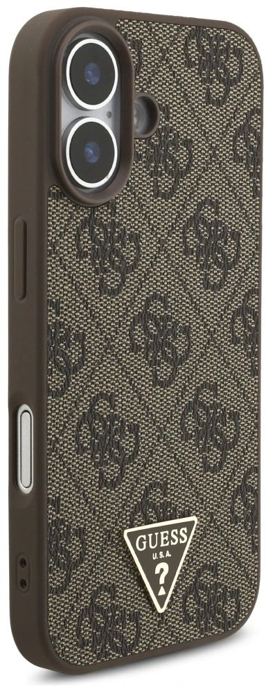 Original dėklas GUESS 4G Strap Triangle Logo MagSafe skirtas Apple iPhone 17 rudos spalvos