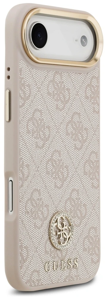 Original dėklas GUESS 4G Strass Logo & Big Strap Metal Mygtukai MagSafe skirtas Apple iPhone 17 Air pink