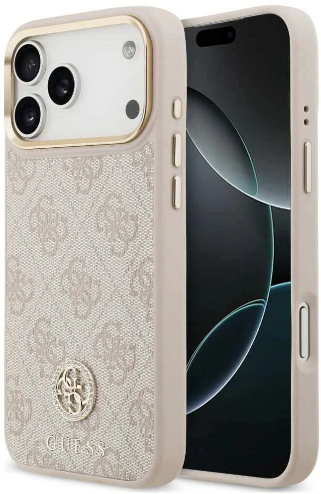 Dėklas Guess 4G Strass Logo MagSafe, skirtas iPhone 18 Pro Max / 17 Pro Max, rožinis