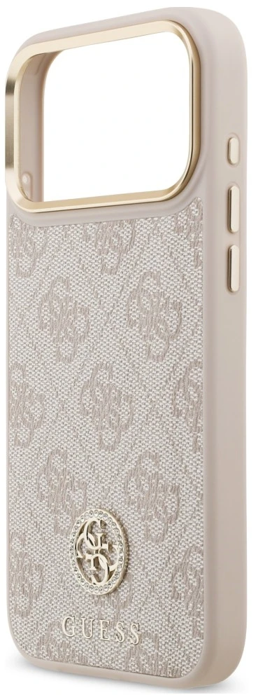 Dėklas Guess 4G Strass Logo MagSafe, skirtas iPhone 18 Pro Max / 17 Pro Max, rožinis